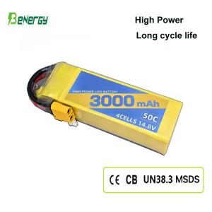 Quality 50C 14.8V 3000mAh High-Rate Li-ion Drone Battery Long Flight Time &amp; Extreme Power for sale