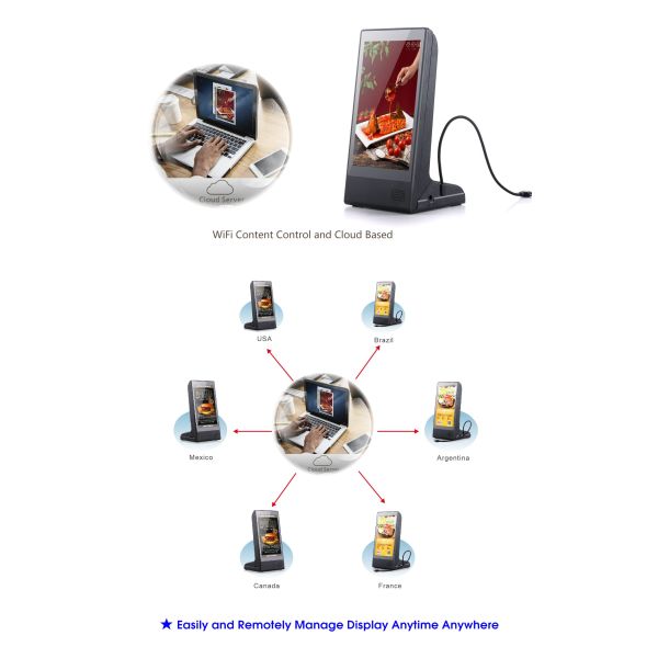 8inch Tabletop Digital Order Call Display LCD Screen Advertising Player with Menu Power Bank