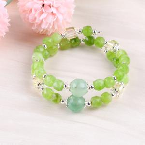 Square Multifacted Bead Peridot Bangle Genuine Crystal Bracelet OEM ODM