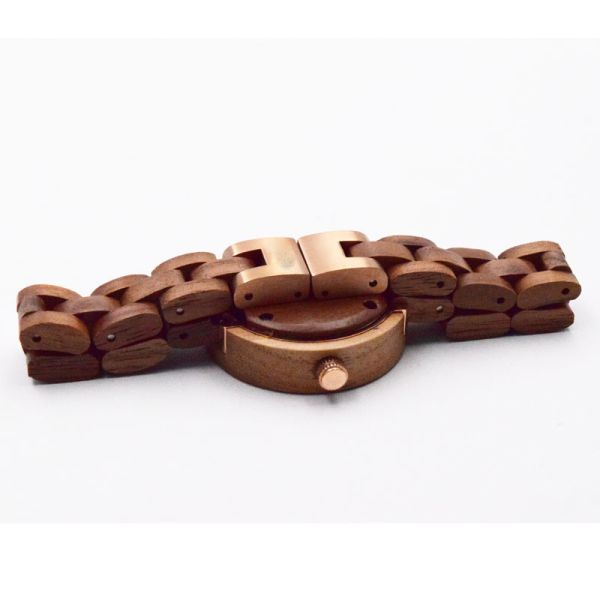 Small Face Ladies Wooden Watches 3 Atm Water Resistant Watch Walnut Wood Cases