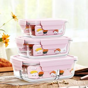Airtight 410ml 680ml Glass Food Container With Leak Proof Lid