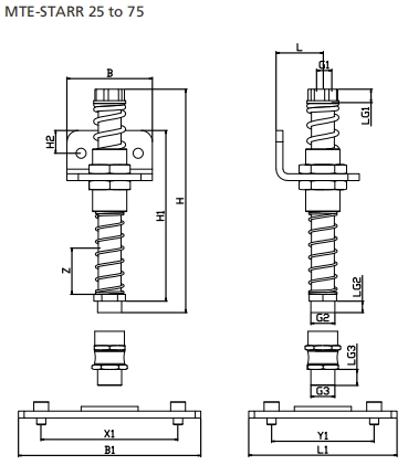 Maintenance Free Vacuum Cup Fittings , Double Spring Type Spring Buffer Strut MTE-STARR
