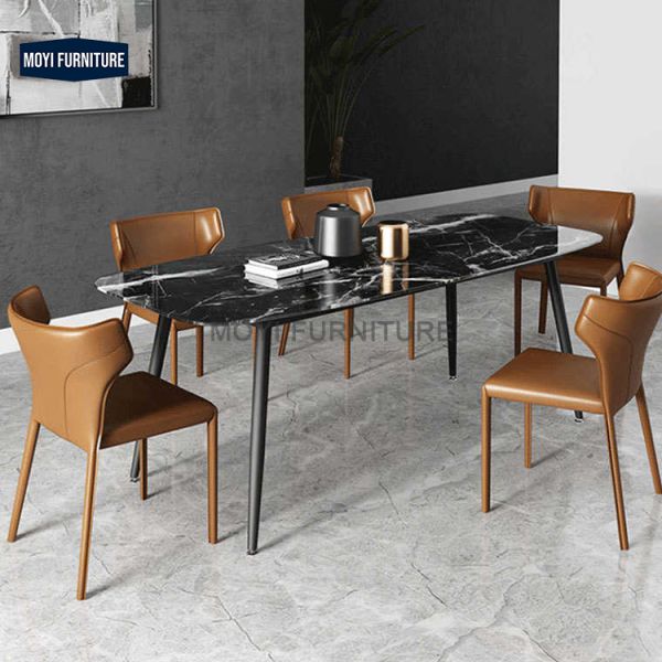 Office Building Luxury Italian Style Marble Dining Table Set Nordic Design Dining Room Furniture with 6 Chairs 8 Chairs