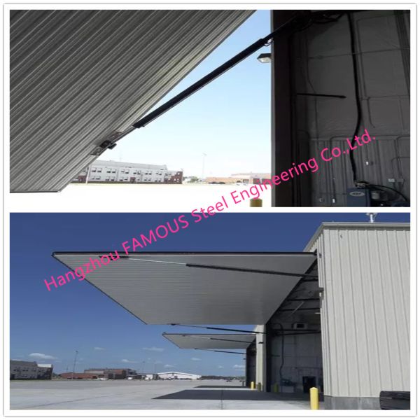Strap Lift One Piece Door Tip Up Canopy Hydraulic Bi Folding Doors Ideal For Aircraft Carport