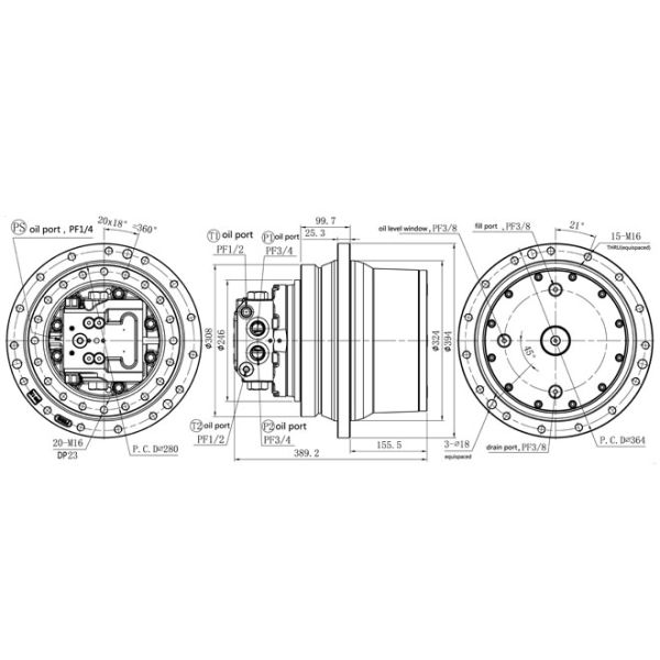 Final Drive Components Travel Motor TM18VC-02 131kgs Yellow For Hyundai R130-7 R135-7