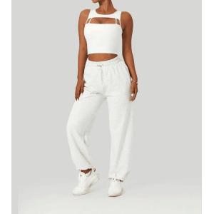 Quality Autumn Winter Stylish Gym Fitness Set Outdoor Jogger Trousers Workout Yoga Crop Top Two Piece Activewear Set for sale