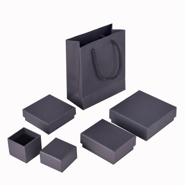 Small Black Gift Packaging Box Rigid Ring Tag Cufflink Gift Box