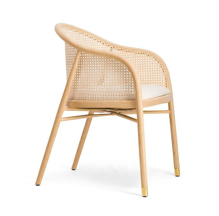 ODM Nature Wood Stackable Rattan Wicker Dining Chair