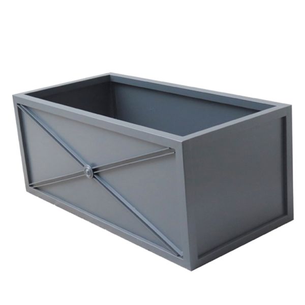 Factory Outlet Customized Planter Pot Commercial Street Flower Box Garden Furniture Rectangular Steel Flower Pot