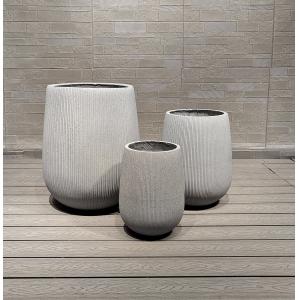 Garden Round Fiber Clay Pots Hand Carved 10 Inches