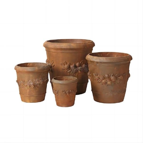 Round Hand Carved GRC Planter Pots For Indoor And Outdoor Decor