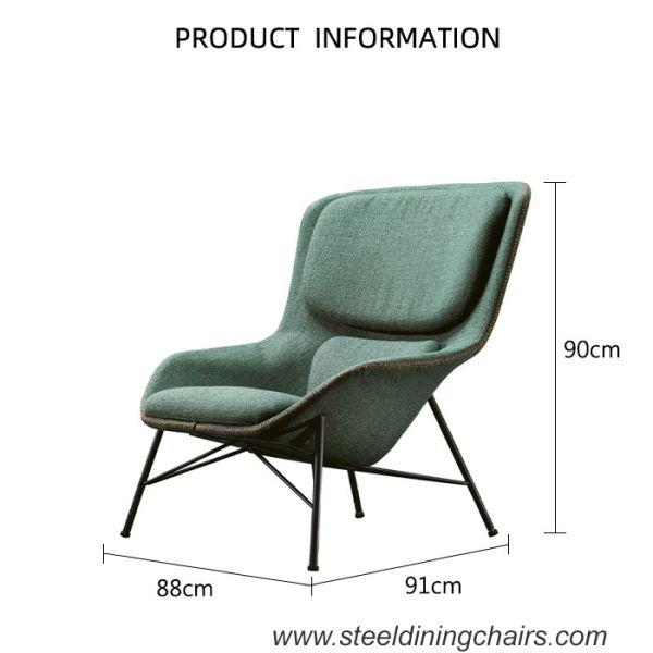 Flax Upholstered 88CM 90CM Leather And Iron Dining Chairs