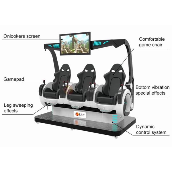 New Business Idea VR Coin Operated 3 Seats 9d Virtual Reality Cinema Simulator Dynamic