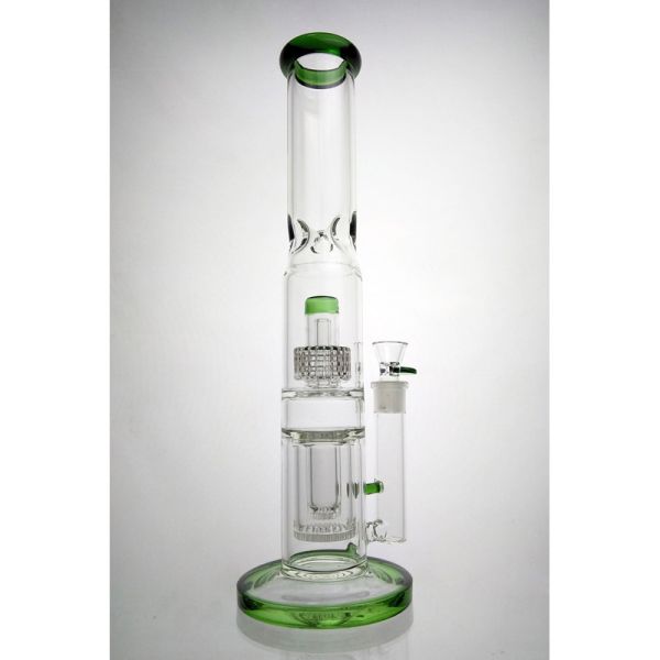 Double Headshower Glass Water Pipe For Weed Or Oil 16 Inches 5mm Thick