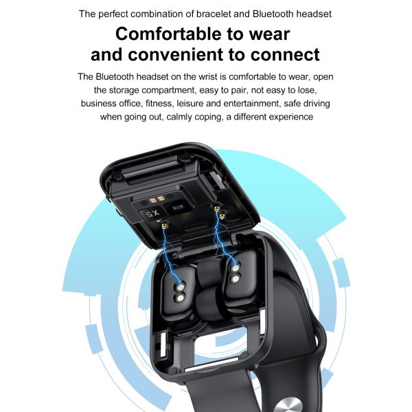 X5 Health Monitoring Smartwatch IP67 1.54inch 2 In 1 Watch And Earbuds Programmable