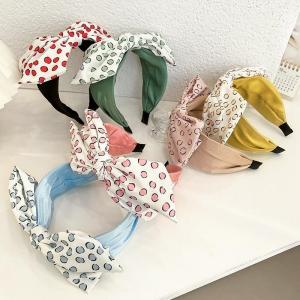 Quality Solid Color Wide-Brimmed Headband Printed Fabric Headband With Bow For Women for sale