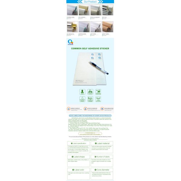 80G Semi Glossy Paper Cold Temp Frozen Food Label with 62G White Glassine Liner