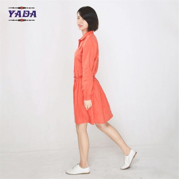 Women long sleeve cotton and linen summer casual slim 2018 fashion women dress i ladies dresses with low price