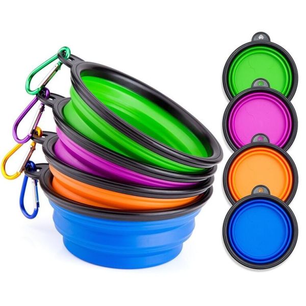 dog bowl plastic feeder pet cat food collapsible dog bowl silicone foldable dog food bowl portable travel pet water bowl