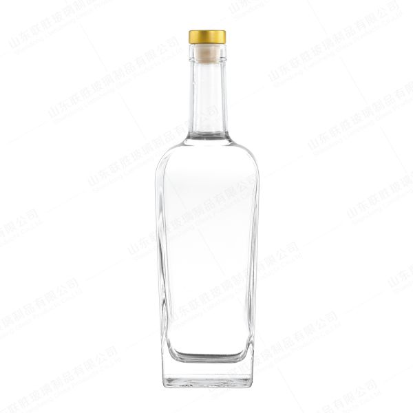 Customized Glass Bottle 70cl 75cl Square Whiskey Spirit Glass Bottle with Custom Cork
