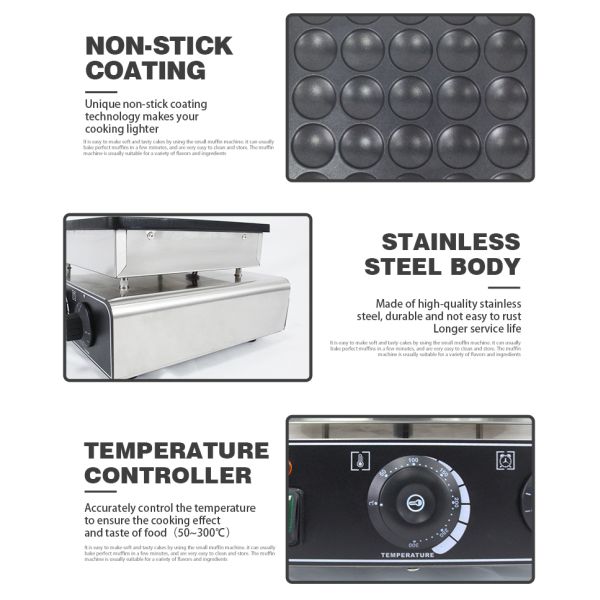 25-Hole Electric Non-Sticking Mini Waffle Maker for Delicious Pancakes and Muffins