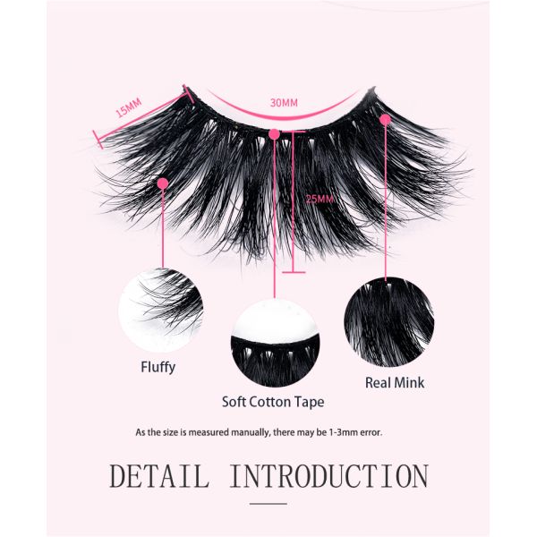 New 25mm Black Fluffy Mink False Eyelash Extensions natural false lashes Natural Fake Eyelashes