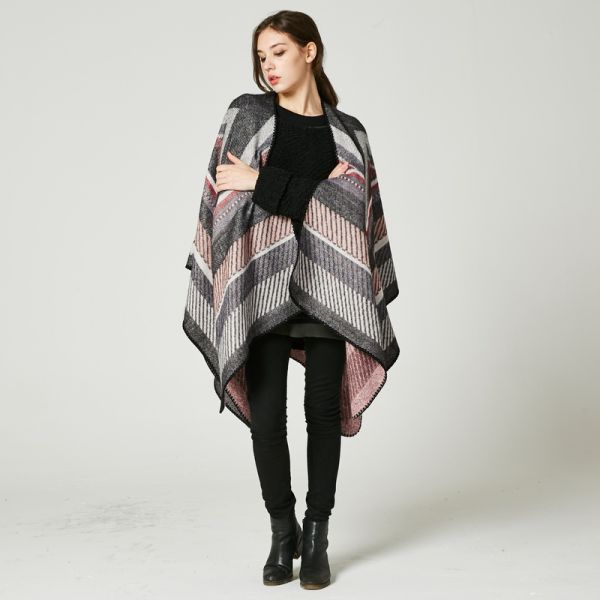 New European and American imitation cashmere cloak big frame jacquard open fork shawl