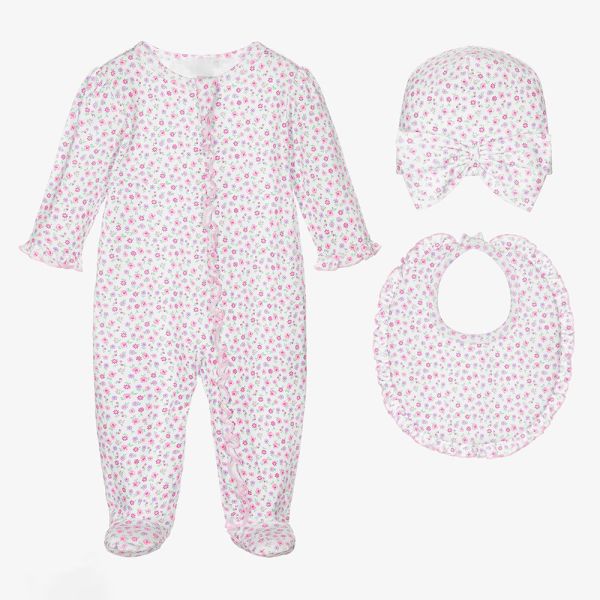 aby Boys and Girls Clothing Set /Fashion Strip Design Soft Infant Romper+Hat+Bibs (3pcs/set)