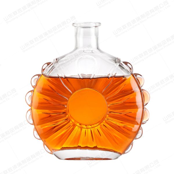 700ml Glass Vodka Bottle with Clear Round Shape and Glass Collar Material