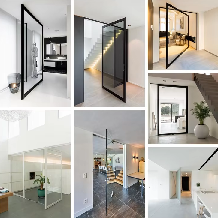 Modern Residential Design Aluminum Pivot Door with High-Quality 304 Stainless Steel Hardware and 1.4mm/1.6mm/1.8mm/2.0mm Frame Thickness