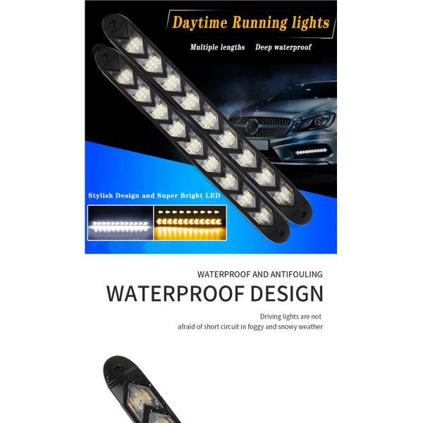 Waterproof Arrow LED Day Time Running Light DC 12V Sequential Led Turn Signals 8000K