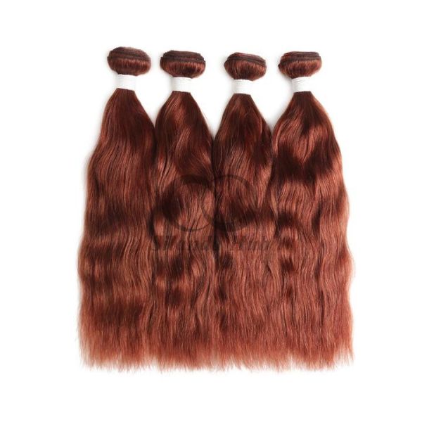 #33 Dark Auburn Natural Wave Remy Human Hair Bundles Sew In Weave Bundles Brazilian Bundle Deals