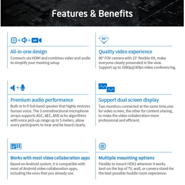 all in one video conference system build in miarophone array and speskerphone,4K ePTZ camera for home office and business