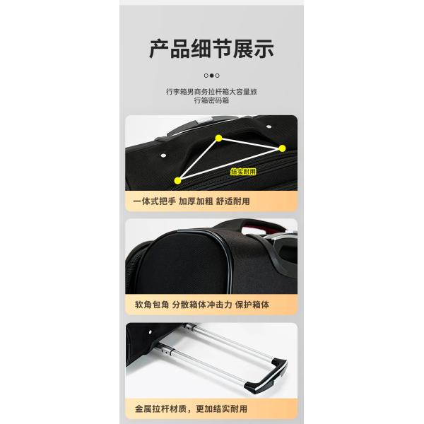 Waterproof and Scratch-Resistant Oxford Cloth Suitcase with Password Lock and Zipper Closure in Upgraded Colors