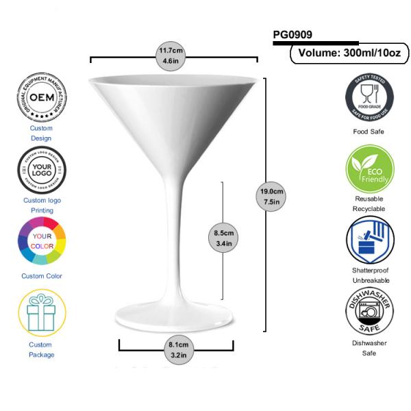 Mini 10oz Plastic Martini Glasses For Appetizers Desserts Food Safe