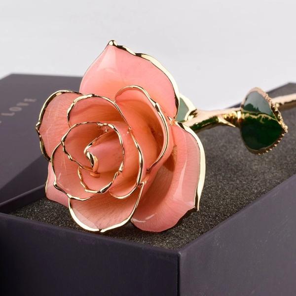 24k Gold Rose preserved rose in Gift Box with Clear Display Stand Best Gift Wholesale rose gift for lover