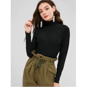 Blank Open Back Long Sleeve Ribbed Turtleneck Crop Top