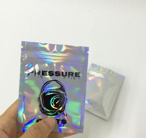 Quality custom hot stamp print foil child proof holographic mylar bag smell proof for cosmetics for sale