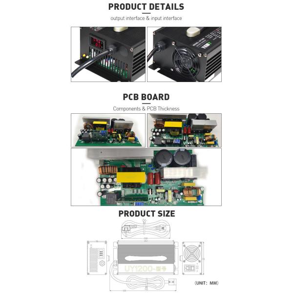 96V 10 Amp Forklift Battery Charger Lithium Bluetooth OEM / ODM 2