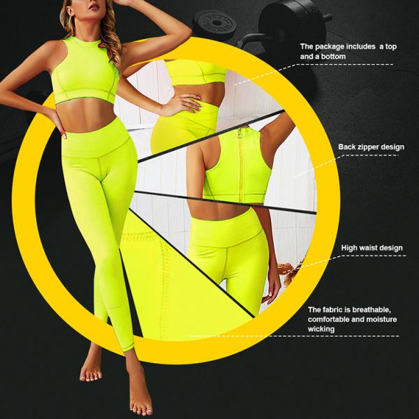 Sporty Style Women's Solid 2 Piece Yoga Gym Set for Active Women in S-L Size
