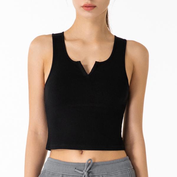 ODM Cotton V Neck Yoga Tank Tops Fitness Workout Running Vest Top For Women