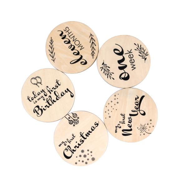 Baby Monthly Milestone Cards Wooden Printed Milestone Discs for Baby Newborn Gifts-customized design accept