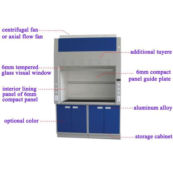 1.0mm Cold Rolled Steel Chemical Fume Hood , Blue Lab Fume Cupboard
