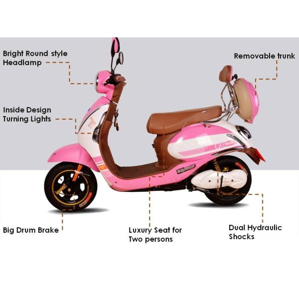 60V 500W Pedal Assisted Electric Scooter 14" 45km/H Brushless Motor Moped Classic Vespa