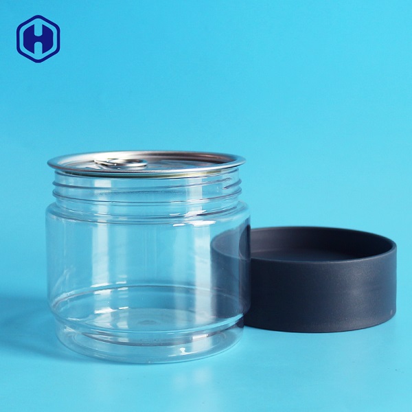 Round Empty 438ml 15oz Stackable Clear Plastic Cans