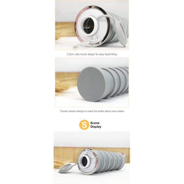 Portable Collapsible Silicone Water Bottle 500ml For Travel