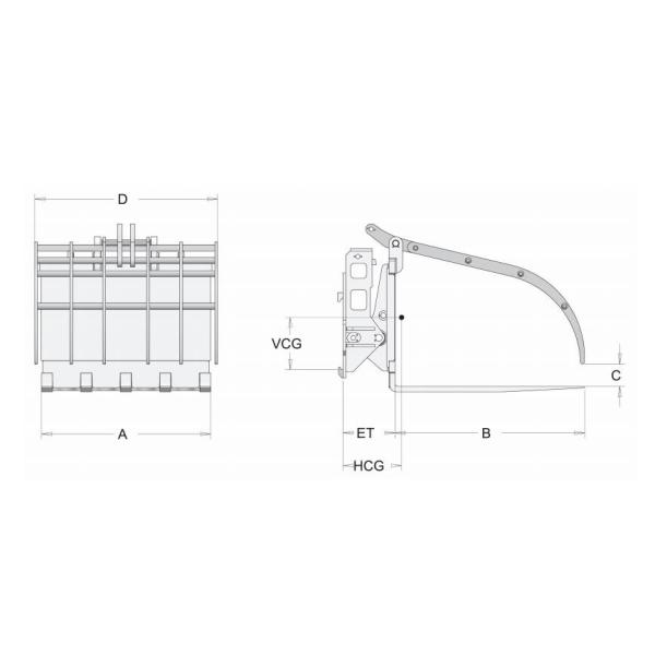 Width 1200mm Straw Waste Paper Clamp Forklift Attachment Hinged Broke Handler