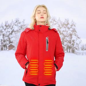 Quality Red Fishing Heated Winter Clothes Women Electric Rechargeable Heating Jacket For Winter for sale