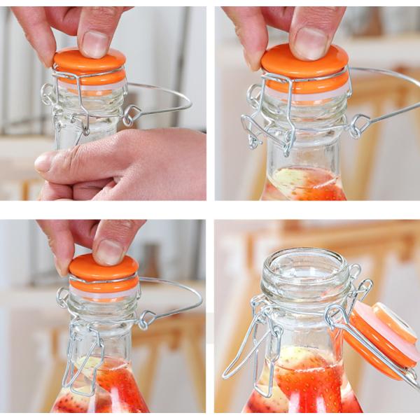 BPA Free 1000ml Glass Beverage Bottle With Clip Top Impact Resistance