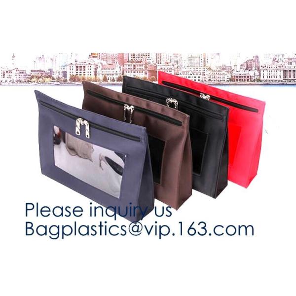 Waterproof Oxford Medicine Safety Bag with Lock and Keys Locking Bank Deposit Bag,Money Bank Bag Zipper Leather Cash Dep
